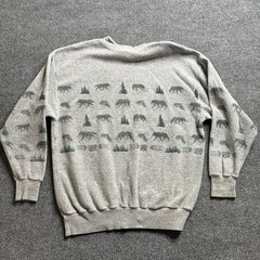 Art Unlimited Outdoor All Over Print Sweatshirt Lodge Men’s Medium Wolf Tree Vtg