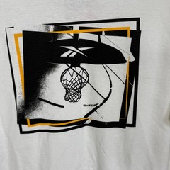 Reebok Men’s B-Ball Hoop Graphic Cotton Short Sleeve T-shirt, white large