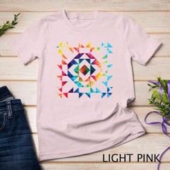 Tie Dye Geometric Shapes Pattern Quilt Block Art – Scandi Folk Unisex T-shirt