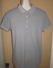 NITAGUT Mens GREY * GRAY Casual Short Sleeve Collared Ribbed Knit POLO Shirt S