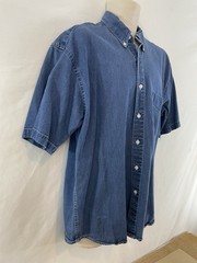AB American Blue Mens L Blue Authentic Denim Cotton/Rayon SS Shirt