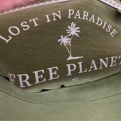 Mens Free Planet Olive Graphic Tee Lost in Paradise Free planet retro small