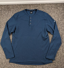 Kuhl Konflikt Henley Shirt Mens Large Blue Long Sleeve Waffle Knit Thermal 7472