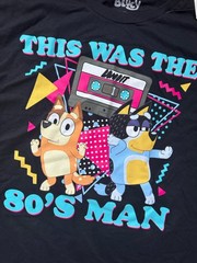 NWT NEW BLUEY BANDIT MIXTAPE 80S MAN BLACK SHIRT RETRO MENS ADULT XL EXTRA LARGE