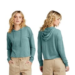 District Womens Perfect Tri Midi Long Sleeve Heavy Hoodie Plain Casual DT1390L