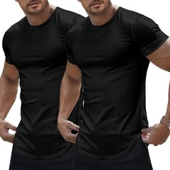Mens Short Sleeve Athletic T Shirt Muscle Slim Fitted Crewneck Cool Tees Shir…