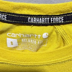 Carhartt Force Pocket Tee Mens Small Yellow Relaxed Fit Short Sleeve Shirt