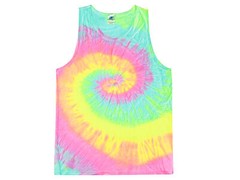 Multi-Color Tie Dye Tank Tops Sleeveless T-Shirts Adult Medium Colortone Cotton