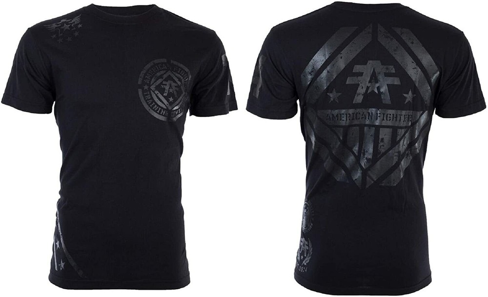 AMERICAN FIGHTER Men’s T-Shirt AVERETT Black Athletic Biker MMA S-4XL
