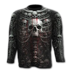 🔥Gothic DEATH RIBS Skull Ribcage Horror Long Sleeve Shirt Black Medium New🔥