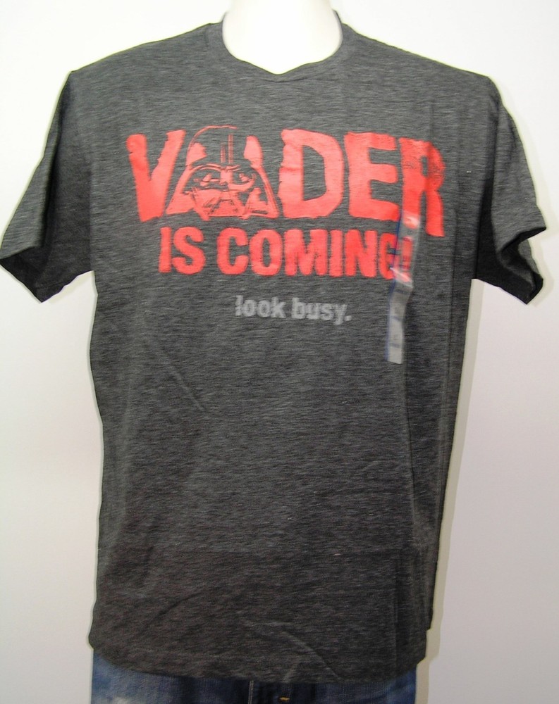 STAR WARS VADER is Coming Look Busy Retro Darth Vader T Shirt Large Lge L NEW