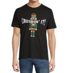 Men’s Large (42-44) Black “Crushin It” Nutcracker Christmas Short Sleeve T-Shirt