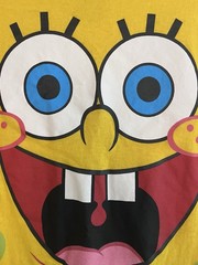 Yellow Nickelodeon SpongeBob SquarePants costume t-shirt w/ a Blue Cape