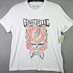 Lucky Brand GRATEFUL DEAD Mens Shirt XL White Lightning Skull Casual NWT
