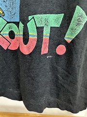 VTG 80s Chairobics Workout Couch Potato SSI Paper Thin Faded Burnout T-Shirt L