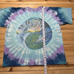 Vintage 90s 1993 Jerry Jaspar Dolphin Yin Yang Solar Eclipse Tie Dye Shirt XXL
