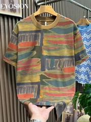 Men’s Abstract Graffiti T-Shirt Summer Casual Retro Short Sleeve Cotton Tee