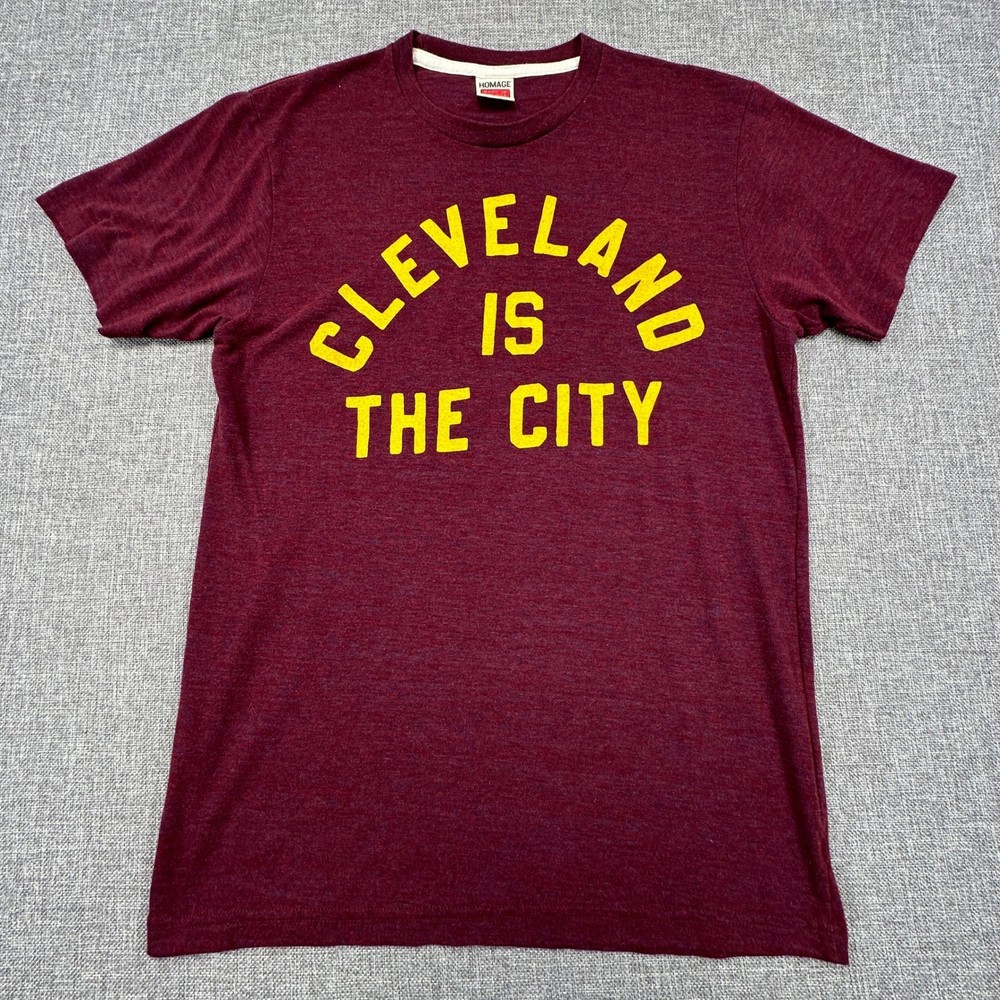 Cleveland Is The City T-Shirt Mens M Maroon Homage Tri-blend Graphic Made in USA