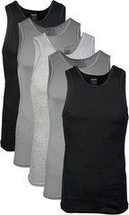 New Men’s Gildan Select 5 Pack Tag Free Black Cotton A-Shirts Tank Tops Lg 42-44
