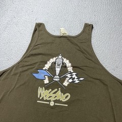 Mossimo Shirt Mens XL Green Racing Trophy Flags Graphic Tank Top Made USA VTG