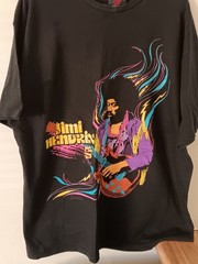 JIMI HENDRIX Black T-shirt, Blue Purple Pink Yellow Graphic, Guitar, Size XL