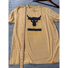 Under Armour Project Rock Brahma Bull T-Shirt Mens L Yellow HeatGear Loose Fit