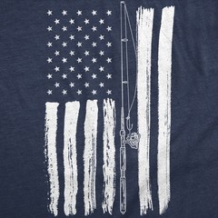 Mens Funny T Shirts USA Flag Fishing Pole Awesome American Fish Tee For Men