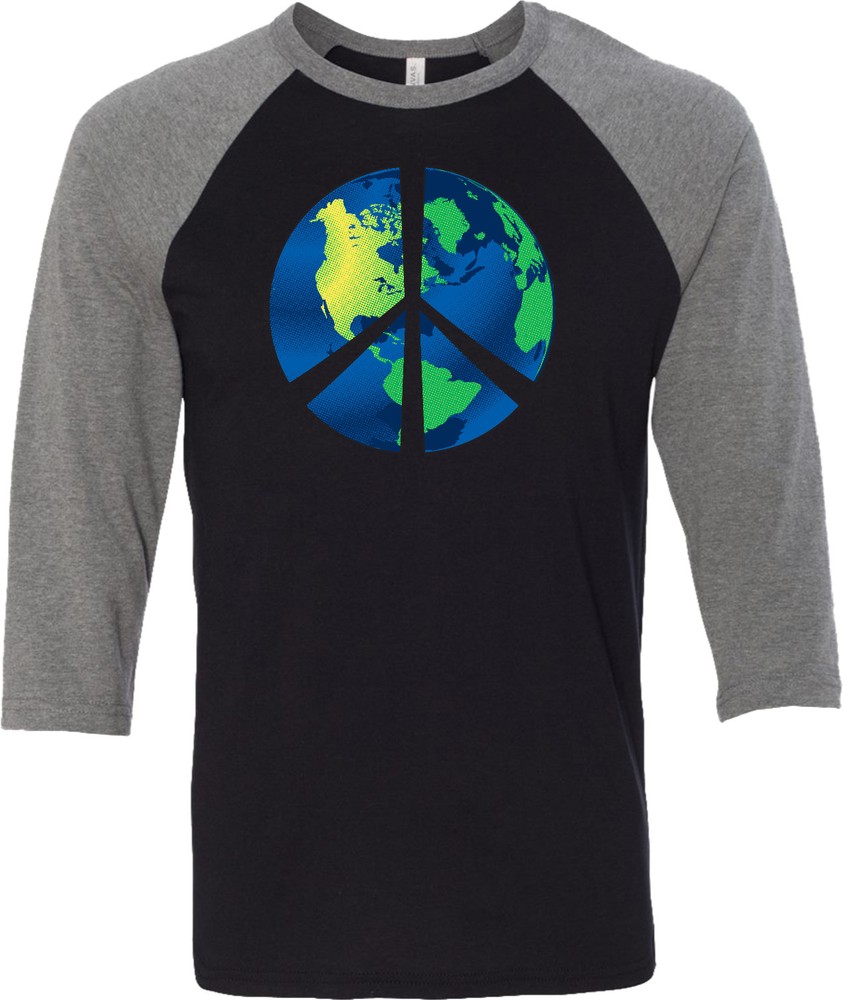 Buy Cool Shirts Peace Sign T-shirt Blue Earth Raglan
