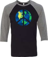 Buy Cool Shirts Peace Sign T-shirt Blue Earth Raglan