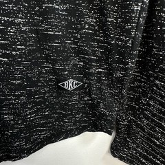 BKC Men’s M Black White Marled Crewneck Ribbed Pleated Long Sleeve Shirt Biker