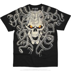 FANTASY-MEDUSA -SKULL-SNAKES-2 SIDED-T-SHIRT S-M-L-XL-XXL Horror-Scream