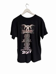 Aerosmith Tour T Shirt Band Tee Graphic Front Back European 2017 Black Size L