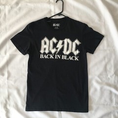AC DC T Shirt Mens size S Black Graphic Back In Black Short Sleeve Tee Rock Band