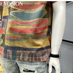 Men’s Abstract Graffiti T-Shirt Summer Casual Retro Short Sleeve Cotton Tee