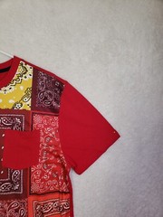 Maxi Milian N Y Men Shirt Large Red Bandana Patchwork Cotton B Short Sleeve T