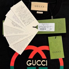 GUCCI Men’s Logo Printed T-Shirt Cotton Black Color Size S