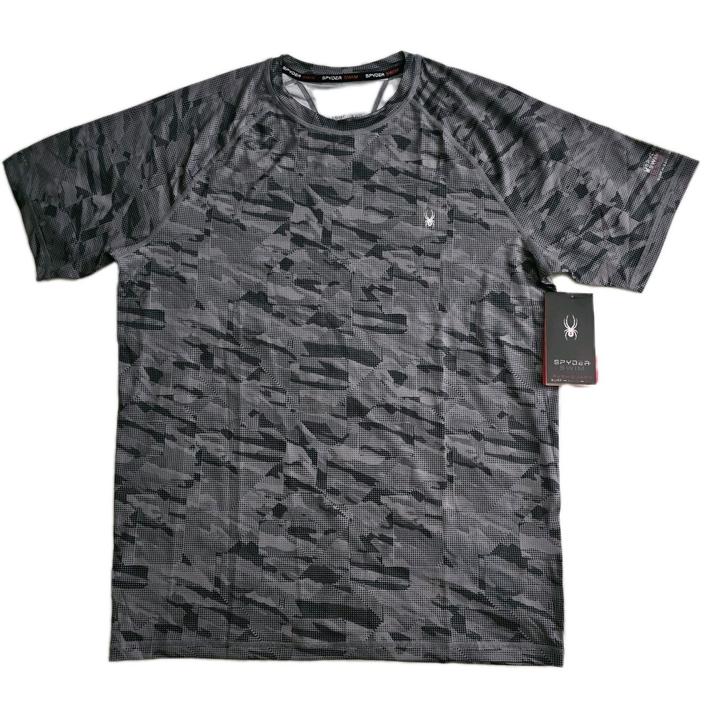 Lot Of 2 NWT Men’s Medium Spyder Rash Guard UPF 30 Short Sleeve Digi Camo Shirts