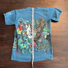 Vintage Rainforest AOP Nature T Shirt 90s Single Stitch Medium Teal/cyan Blue