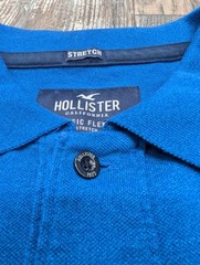 Mens Hollister Blue Epic Flex Stretch Short Sleeve Polo Shirt Size Large Blue 🩵