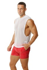 Mens Transparent T-shirt Glossy Tight Boxer Shorts Casual Breathable Sports Suit