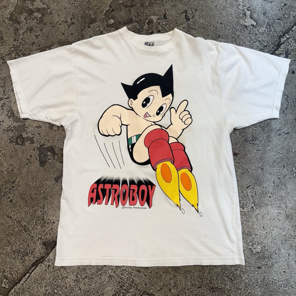 Vintage 90s Astro Boy Cartoon Japenese Anime White Graphic Shirts Men’s Large
