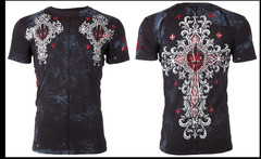 XTREME COUTURE by AFFLICTION Black LOST SQUARDRON Short Sleeve Slim Fit T-shirt