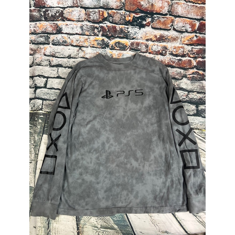 PlayStation PS5 Long Sleeve Gray Shirt Men’s Size L/G Gaming Top