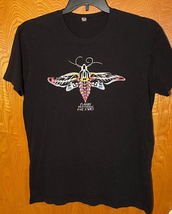 PLANES MISTAKEN FOR STARS Rare MOTH Band T-shirt Black Cotton Sz M No Idea