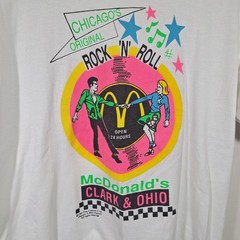 Vtg McDonalds Chicago Rock N Roll T Shirt Clark & Ohio Promo White Large…
