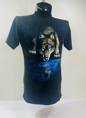 Vintage Art Unlimited Men’s Medium Wolf Nature Outdoor T Shirt Black Graphic 90s