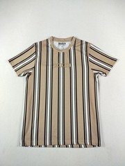 Brooklyn Laundry Shirt Mens Medium Tan Vertical Stripe Tokyo Graphic Crewneck
