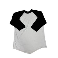 Vintage Russell Baseball T Shirt Mens 2XL White Raglan 3/4 Sleeve USA 90s *READ*