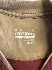 Basic Editions Shirt Mens XL Red Chest Stripe Layered 90’s Look Tee Casual