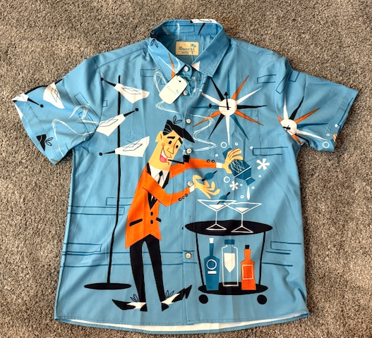 Royaura Hawaiian Shirt Men’s Medium Retro 1950’s Cocktail Bartender Martini NWT